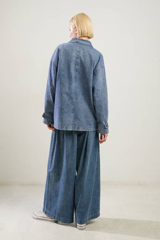 Washed Denim Midi Jacket