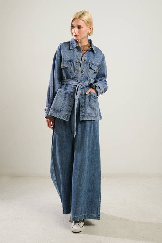 Washed Denim Midi Jacket