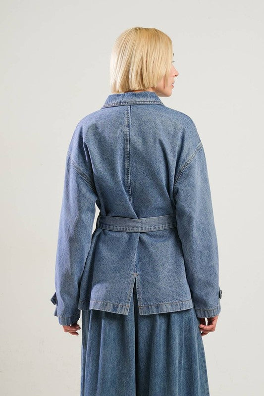 Washed Denim Midi Jacket