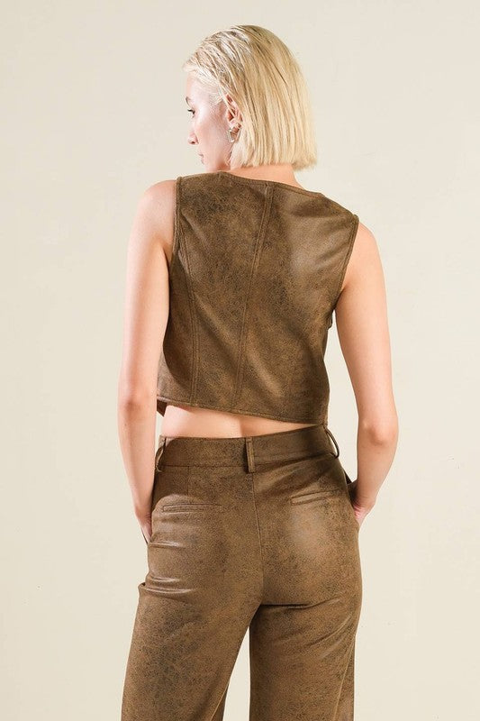 Faux Leather Vest