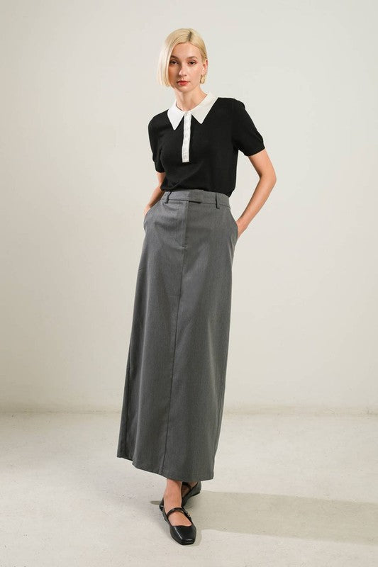 Side Pockets Front Closure Skirt