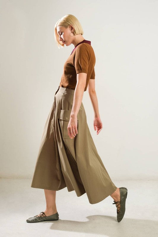 Side Pockets Woven Skirt