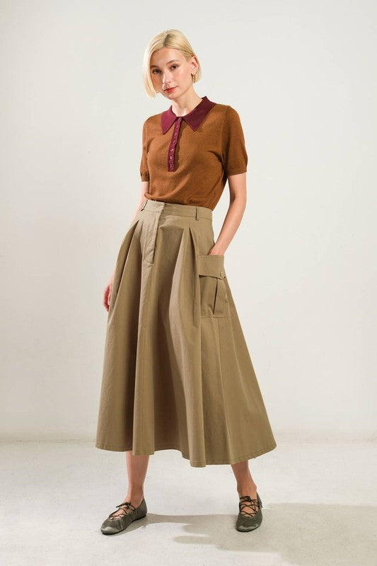 Side Pockets Woven Skirt