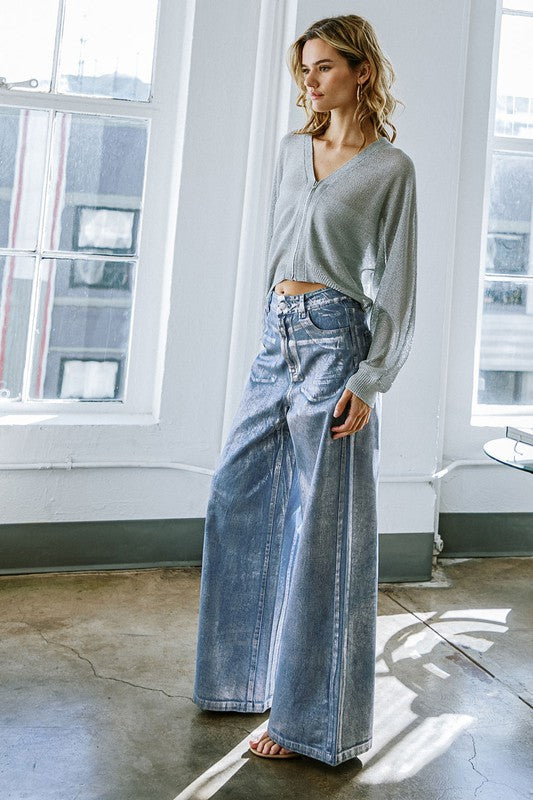 Indigo Metallic Denim Pant