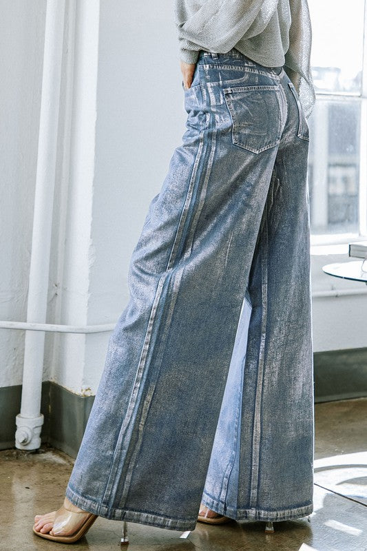 Indigo Metallic Denim Pant