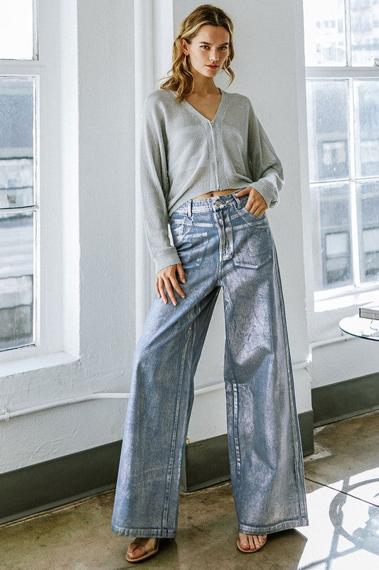 Indigo Metallic Denim Pant