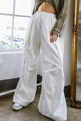 White Woven Cargo Pant