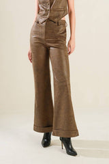 Brown Faux Leather Pants