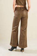 Brown Faux Leather Pants