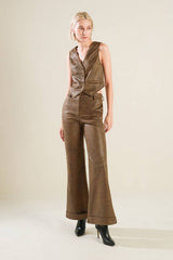 Brown Faux Leather Pants