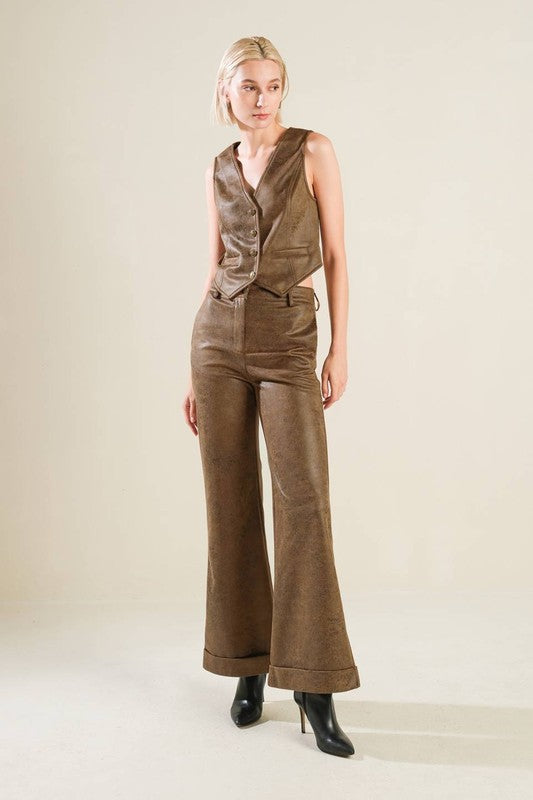 Brown Faux Leather Pants