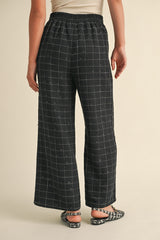 Black Tweed Check Pants (Up to XL)