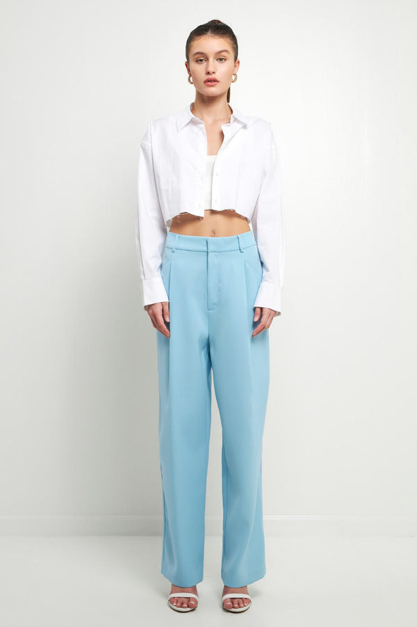 High Waisted Suit Trousers (Black, Ocean Blue)