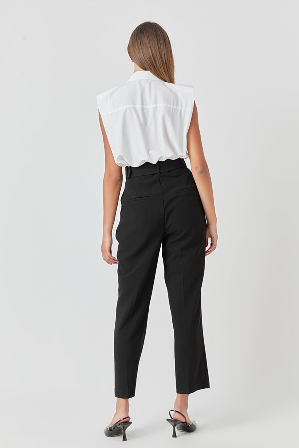 Belted High Waist Welt Pocket Pant