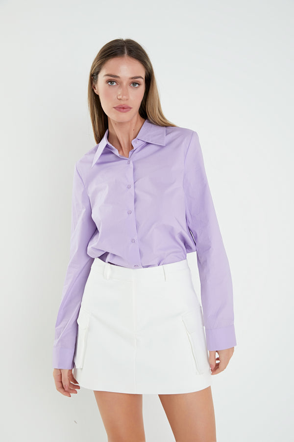 Accent Collar Poplin Dress Shirt (Yellow, Fuchsia, Lavender, Blue))