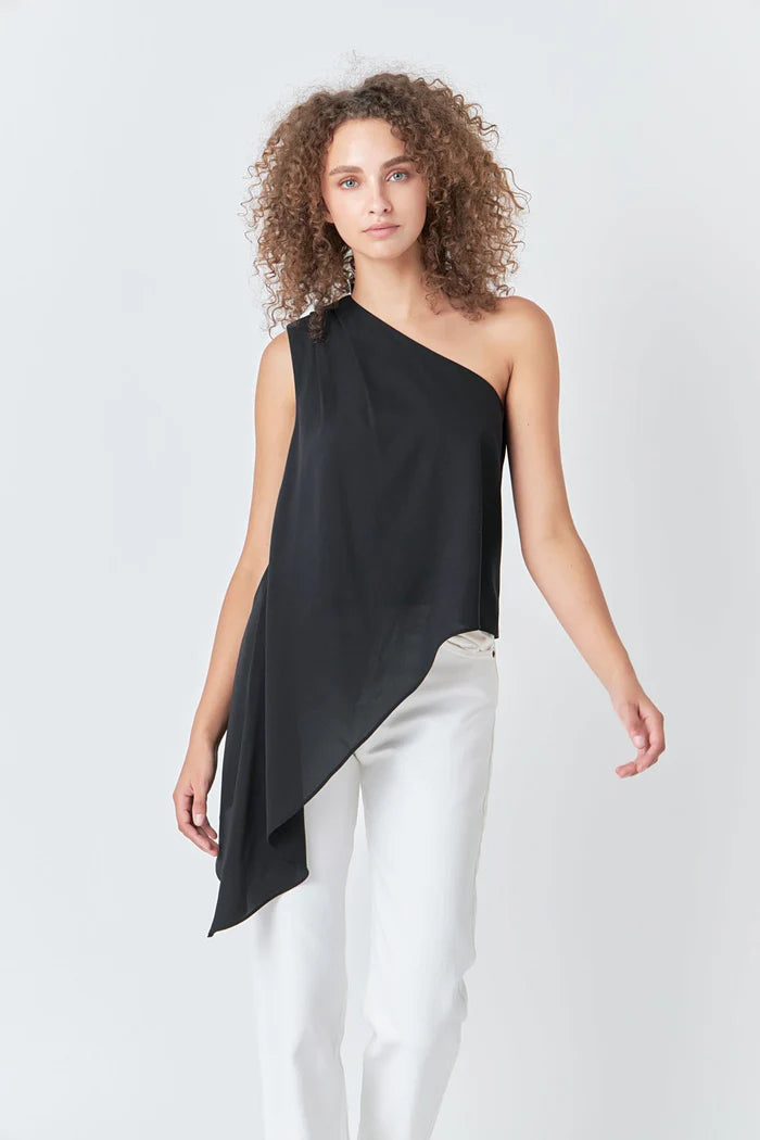 One Shoulder Waterfall Top