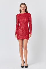 Red Sequins Fitted Dress