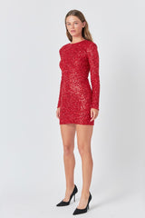 Red Sequins Fitted Dress