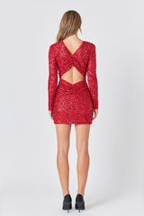 Red Sequins Fitted Dress