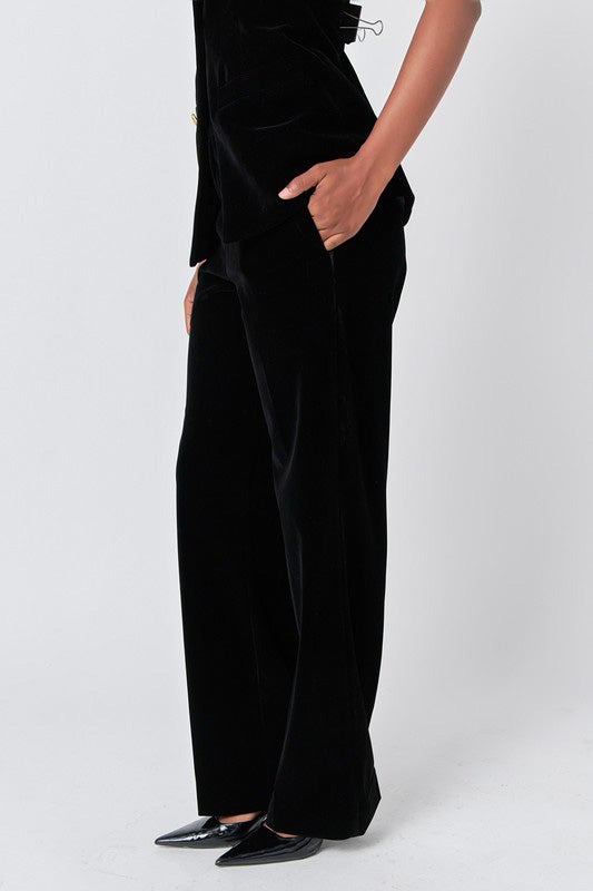 Velvet High-Waisted Trousers