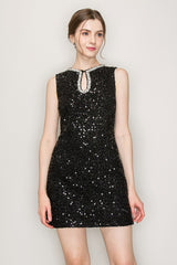 Sequin Bead Embellished Sleeveless Dress