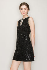 Sequin Bead Embellished Sleeveless Dress