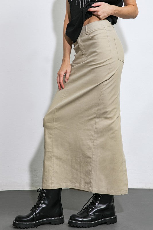 Woven Midi Pencil Skirt