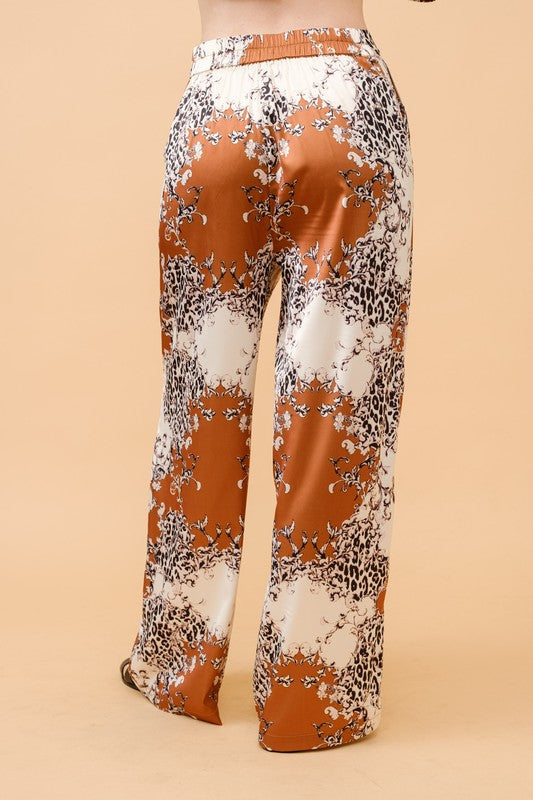 High-Waist Animal Print Wide Pants