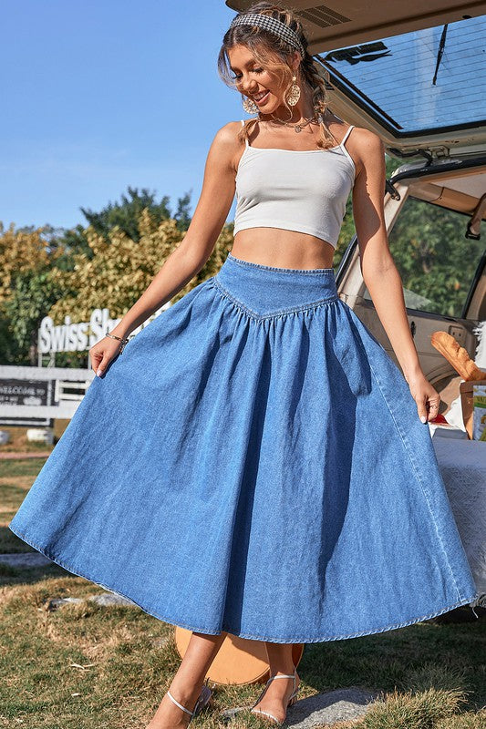 A Line Denim Skirt