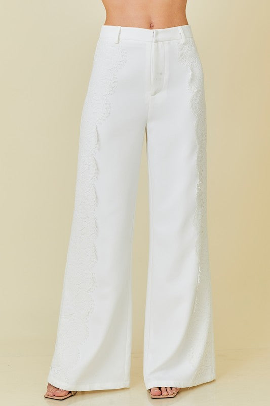 Side Lace Trim Formal Pants