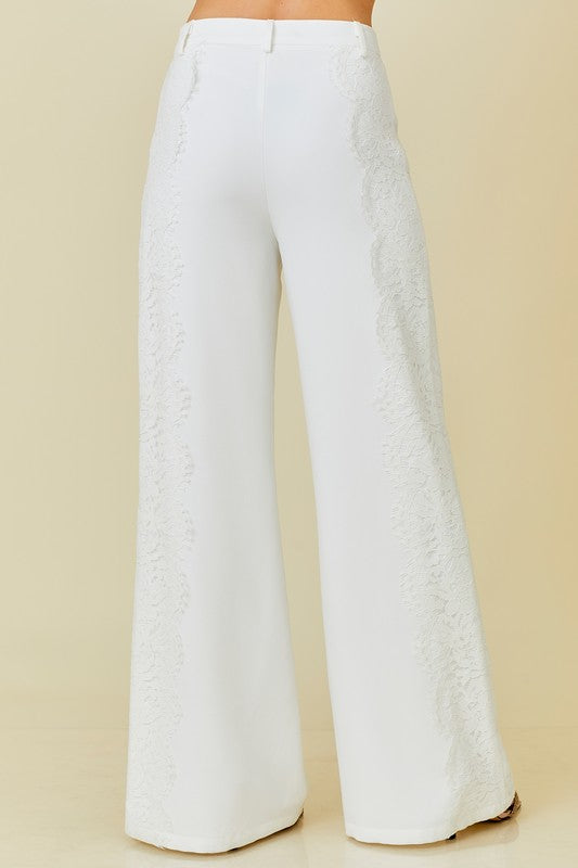 Side Lace Trim Formal Pants