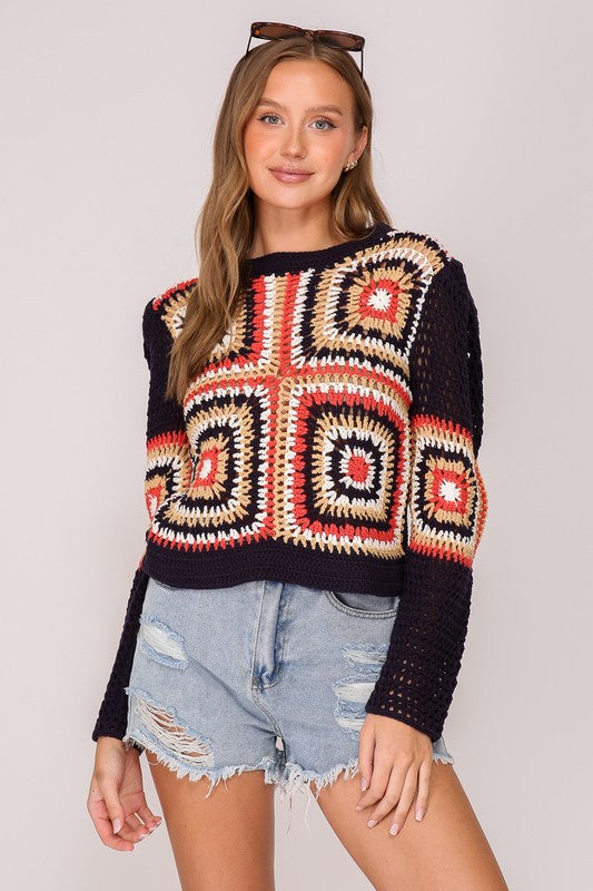 Crochet Sweater With Color Design