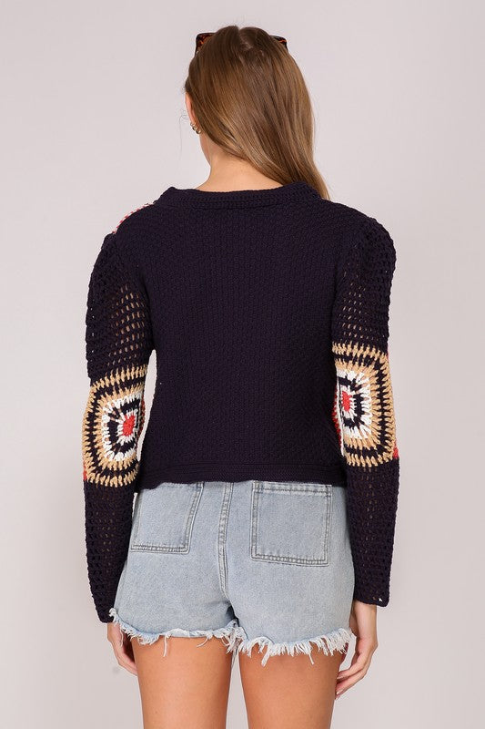 Crochet Sweater With Color Design