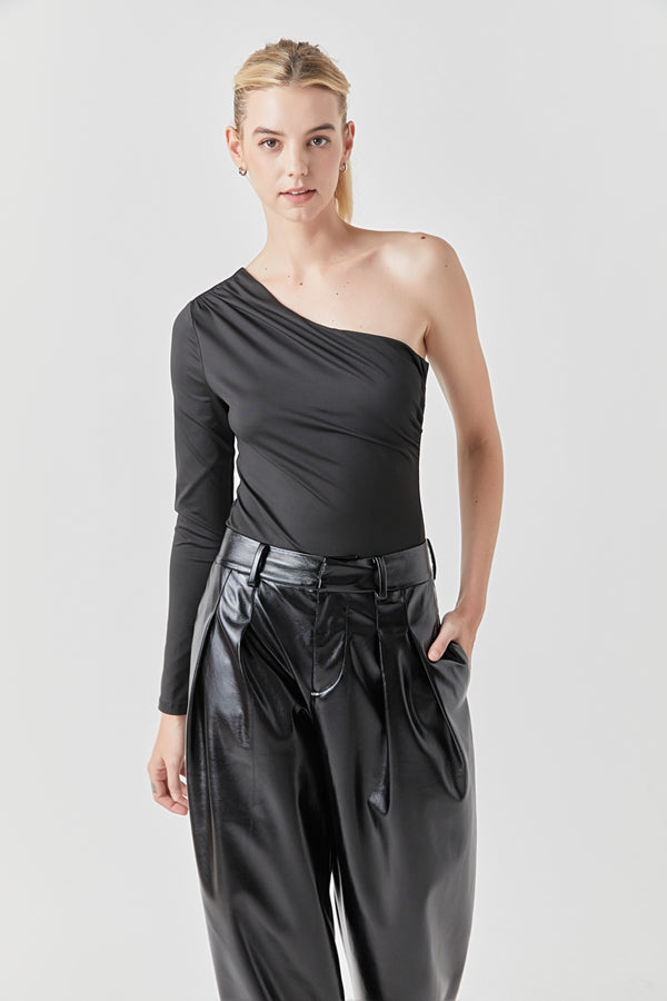 Asymmetric Ruched Bodysuit