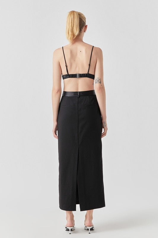 Satin Contrast Maxi Skirt