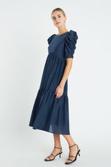 Puff Sleeves Midi Dress