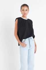 Contrast Neckline Sleeveless Top