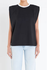 Contrast Neckline Sleeveless Top