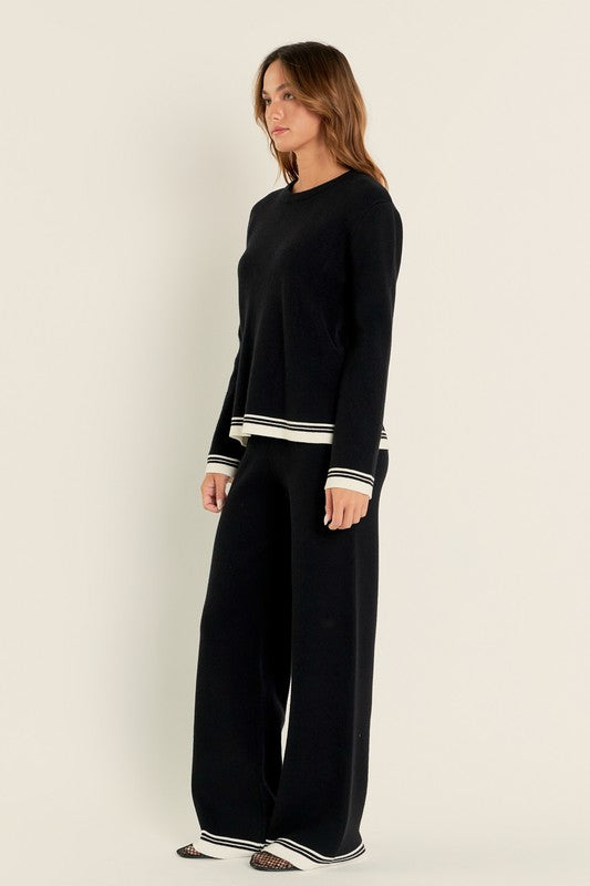 Black High-Waisted Knit Pants