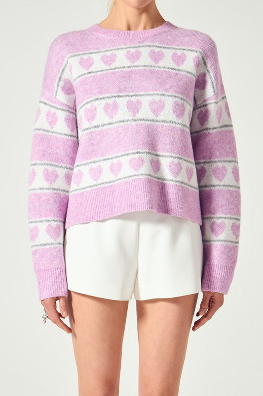 Pink Relaxed Fit Stripe Knit Sweater