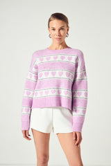 Pink Relaxed Fit Stripe Knit Sweater