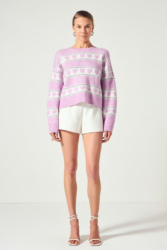 Pink Relaxed Fit Stripe Knit Sweater