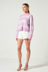 Pink Relaxed Fit Stripe Knit Sweater