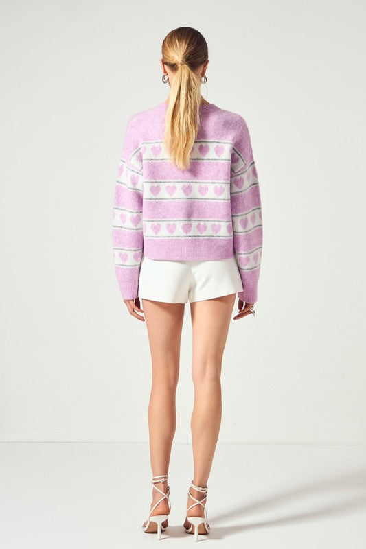 Pink Relaxed Fit Stripe Knit Sweater