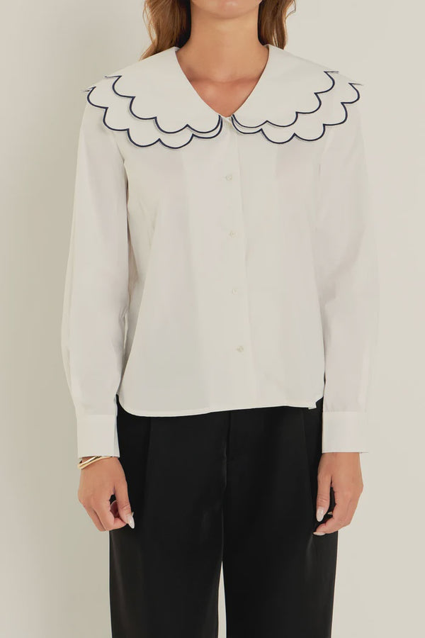 Scallop Detailed Collar Shirt