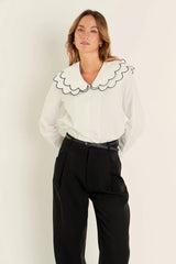 Scallop Detailed Collar Shirt