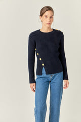 Gold Button Detailed Knit Top