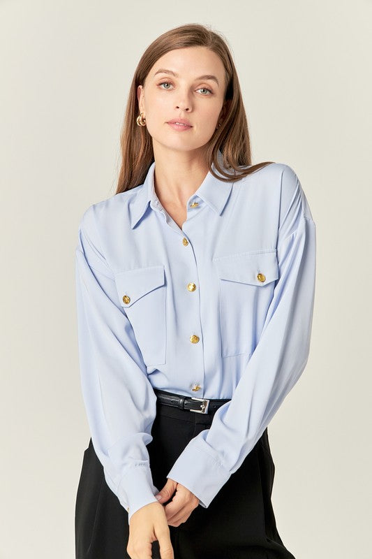 Gold Button Shirt Blouse