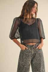 Sheer Fabric With Lining Top (2 Color Ways)