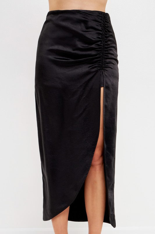 Side Ruched Midi Skirt